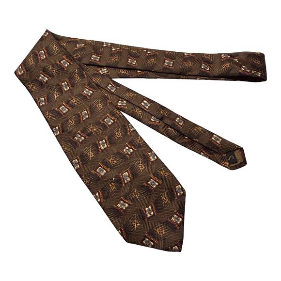 Brown Abstract Wavy Stripes Tie - Picture 3 of 6